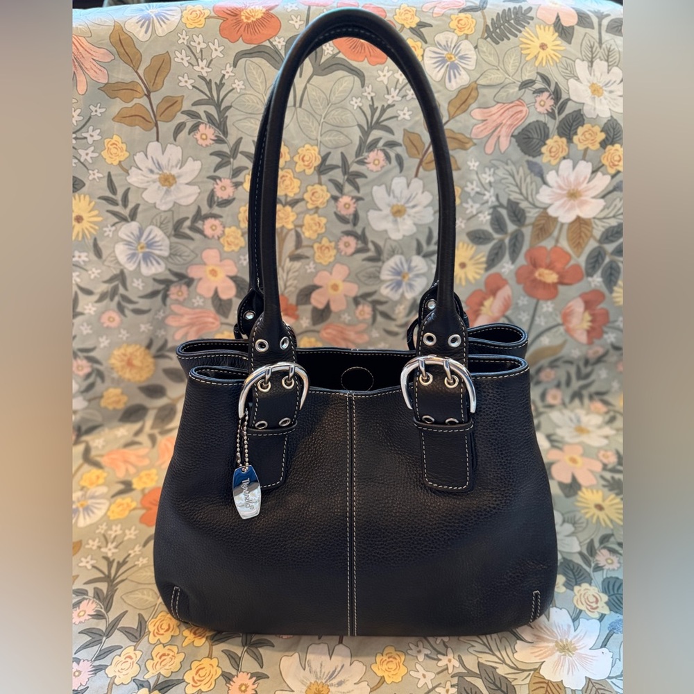 Vintage Tignanello Black Leather Shoulder Bag